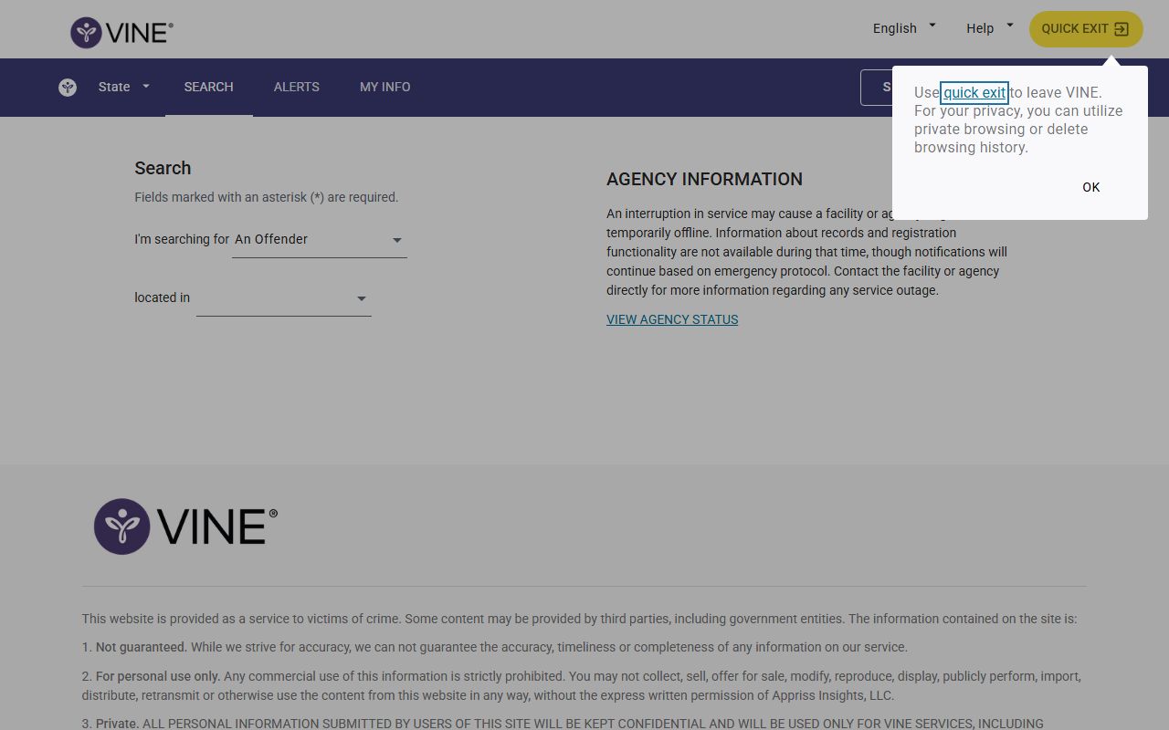 Oldham County inmate search VINELink Texas custody status